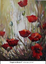 Poppies in Bloom-5, Oil on Canvas